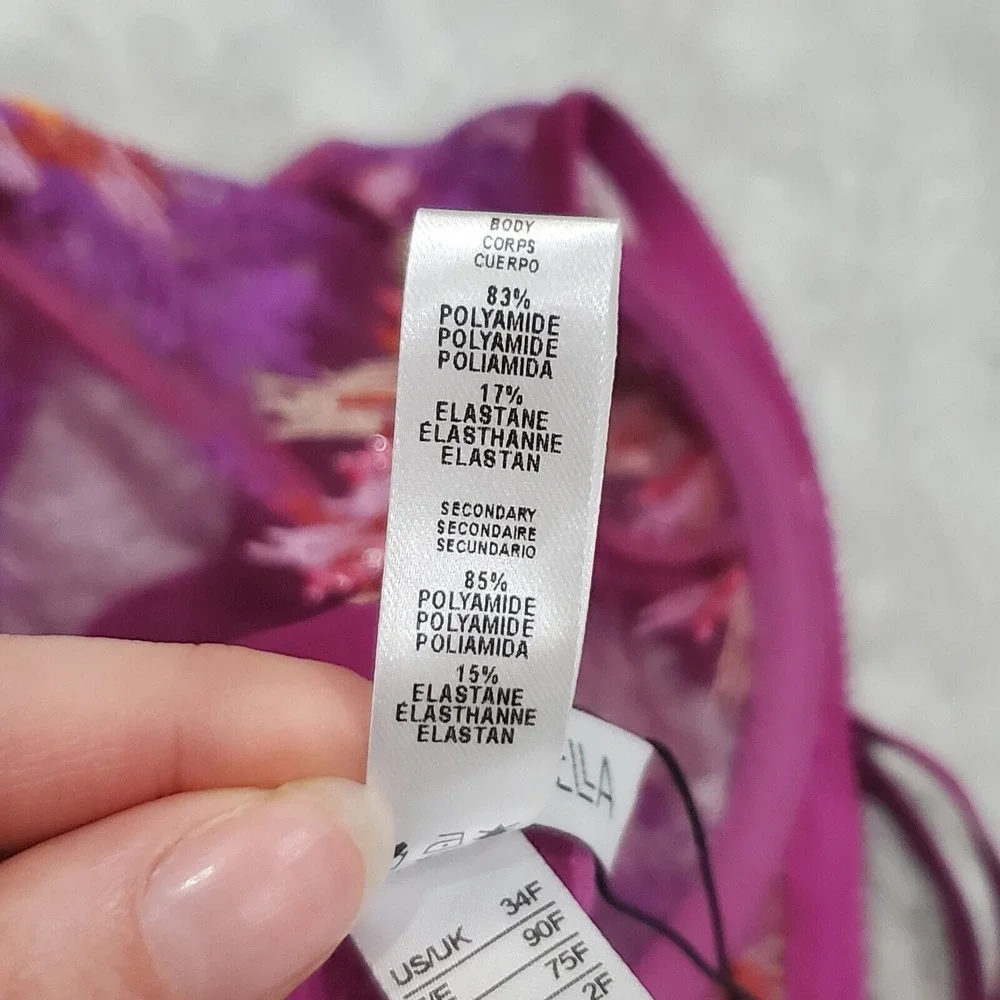 Cosabella Maasai Underwire Bra Pink Purple Floral Lace Mesh 34F NEW‎ W/ TAGS